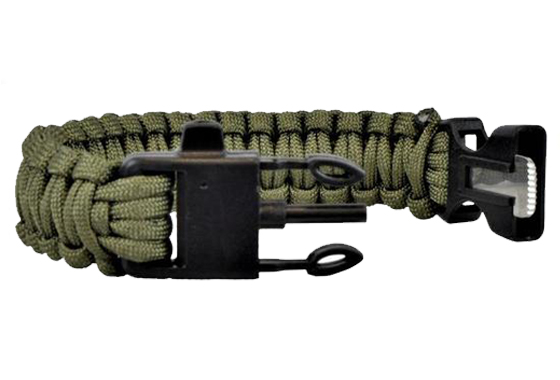 BRACCIALETTO SURVIVAL VERDE ACCIARINO E RASCHIETTO (WO-SL42V) BRACCIALETTO SURVIVAL VERDE ACCIARINO E RASCHIETTO (WO-SL42V)