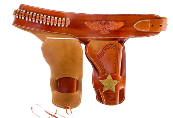 Western leather holster with badges+24 bullets cod.3900722