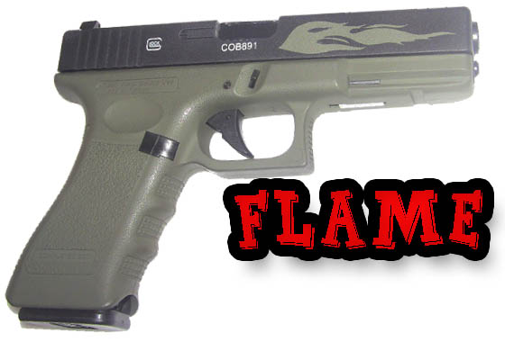 Glock 17 VERDE OD Flame Limited Edition Scarrellante gas Glock 17 VERDE OD Flame Limited Edition Scarrellante gas