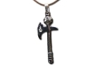 Collana teschio ascia dark metal fuoco fiamma rock piastrina urb