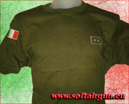 T shirt taglia M bandiera Italia grado Tenente verde oliva Softairgun shop online di articoli e accessori per lo sport