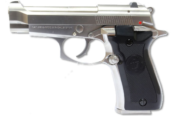 WE Pistola cromata Beretta 84 M84 Scarrellabte full metal gas PR